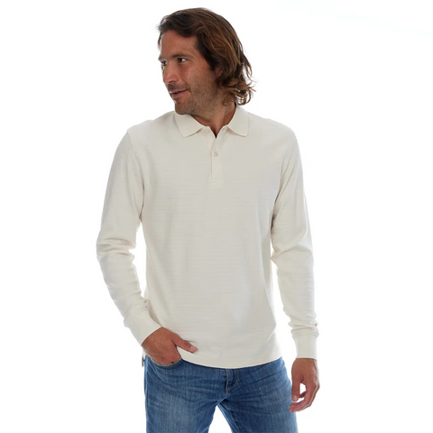 Zander Long Sleeve Polo - Cream