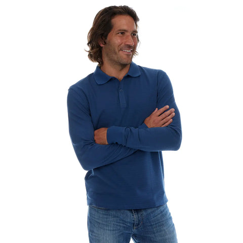 Zander Long Sleeve Polo - Washed Navy