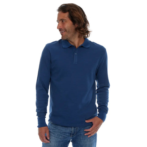 Zander Long Sleeve Polo - Washed Navy