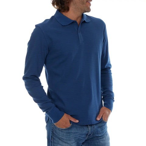 Zander Long Sleeve Polo - Washed Navy