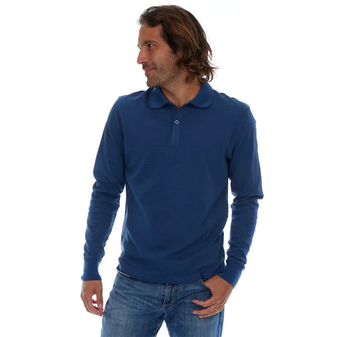 Zander Long Sleeve Polo - Washed Navy