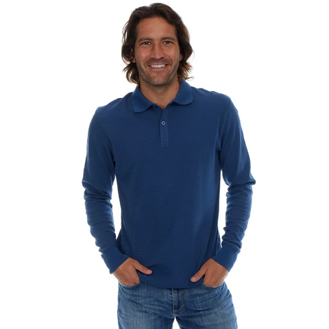 Zander Long Sleeve Polo - Washed Navy