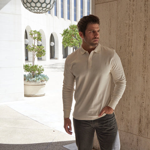 Zander Long Sleeve Polo - Cream