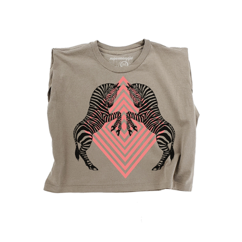 Zebras Maisie Heavyweight Muscle Tee by Supermaggie - Mocha
