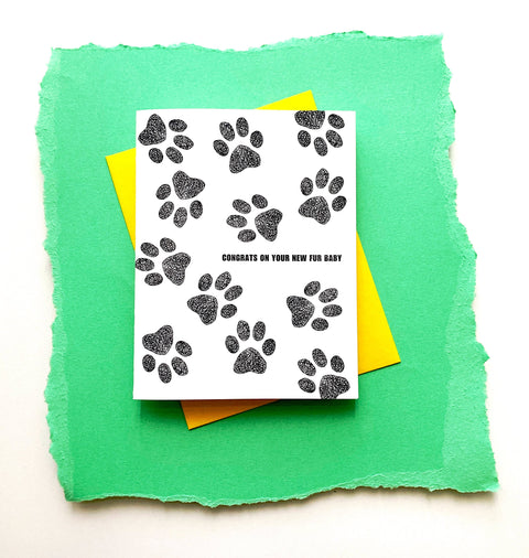 Congrats On Your New Fur Baby Letterpress Greeting Card - Richie Designs