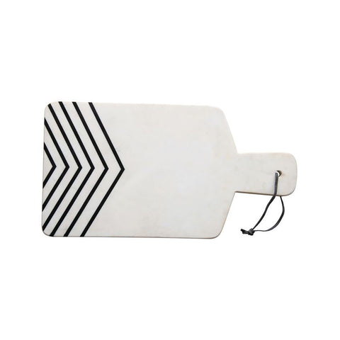 Lodi Black & White Chevron Marble Cutting Board