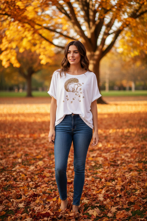 Squirrel Friend Renata Tee by Supermaggie - Marshmallow