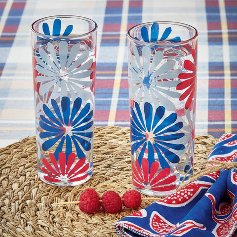Red, White, + Blue Groovy Highball Glass
