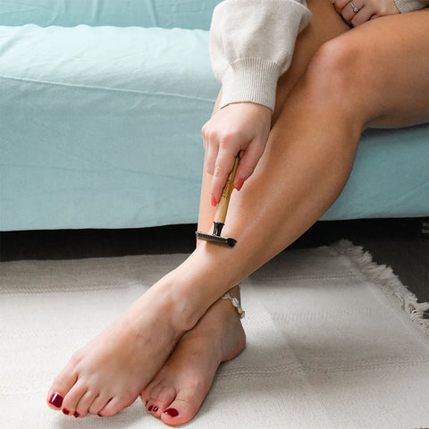 Jungle Culture Bamboo Safety Razor - Thin Handle, Light Wood Tone