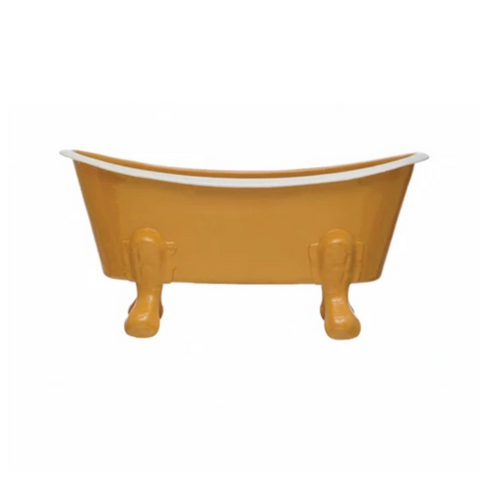 Metal Bathtub Soap Dish, Mustard + White