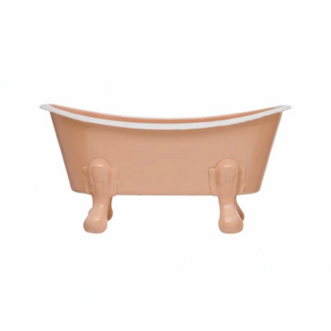 Metal Bathtub Soap Dish, Peach + White