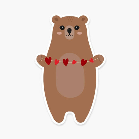 Bear With String Of Hearts Sticker