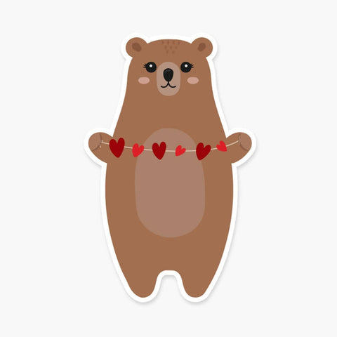 Bear With String Of Hearts Sticker