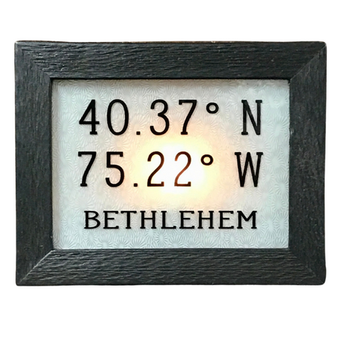 Bethlehem Coordinates Light Box Sign - Second Chance Art