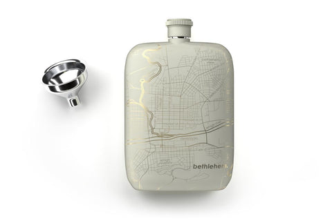 Bethlehem Map Pocket Flask, Matte White