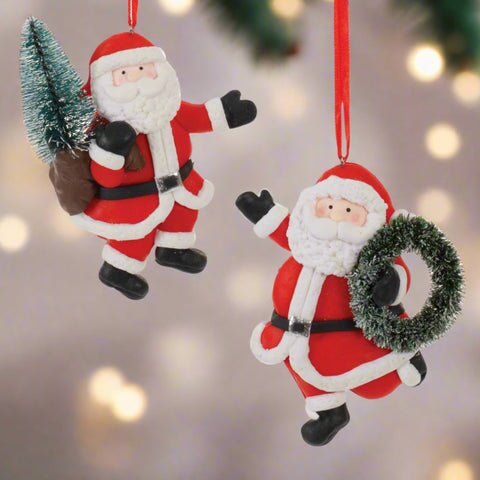 Clay Dough Santa With Wreath Ornament
