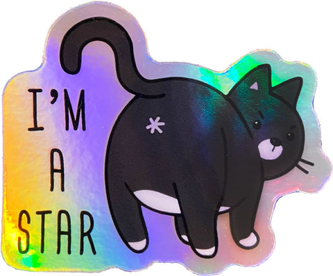 I'm A Star - Tuxedo - Sticker, 3" x 2.5", Holographic