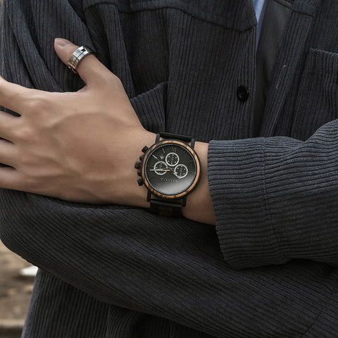 Explorer S, Black Steel, Men's Watch - AvantWood