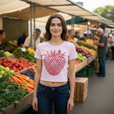 Strawberry Babe Baby Doll Tee by Supermaggie - Pink