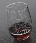 Easton Map Etched Stemless Wine Glass