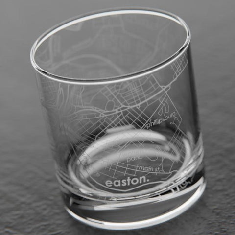 Easton Map Etched Rocks Glass