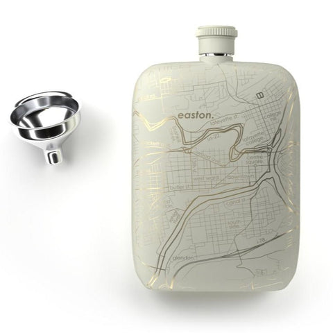 Easton Map Pocket Flask, Matte White