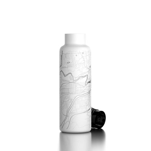 Easton Map Insulated Water Bottle, White