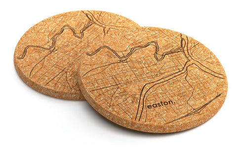 Easton Map Cork Coasters, Set of 2