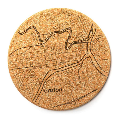 Easton Map Cork Coasters, Set of 2