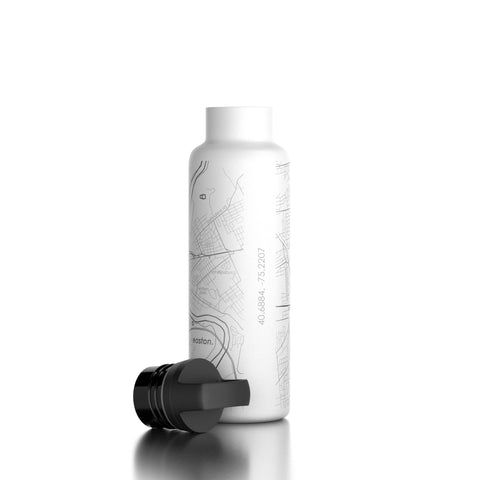 Easton Map Insulated Water Bottle, White