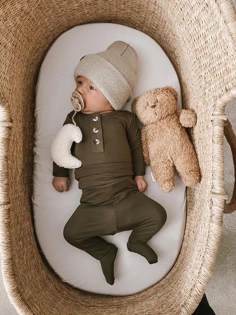 Newborn Boy Outfit Set - Army Green | Baby Boy Coming Home Outfit - Stroller Society