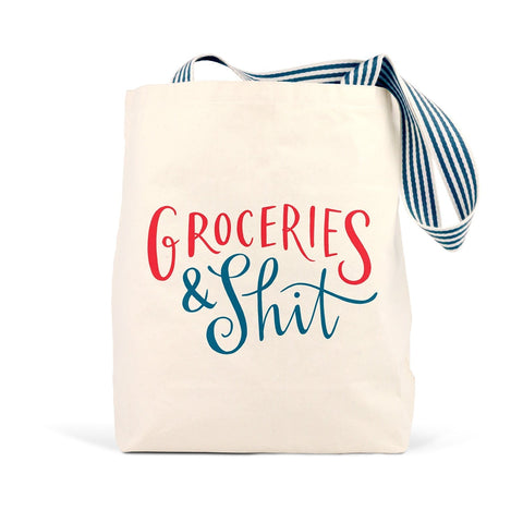 Groceries & Shit Tote Bag, Cream