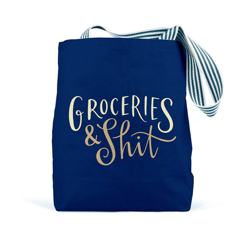 Groceries & Shit Tote Bag, Navy