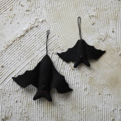 Handmade Wool Felt Bat Ornament, 7.5"