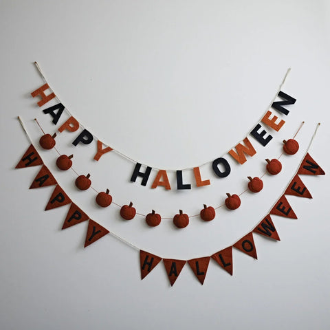 Handmade Wool Felt "Happy Halloween" Banner