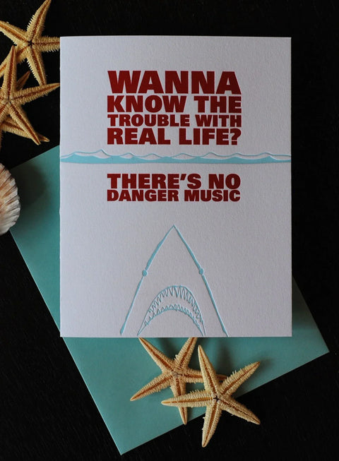 The Trouble With Real Life Letterpress Card - Richie Designs