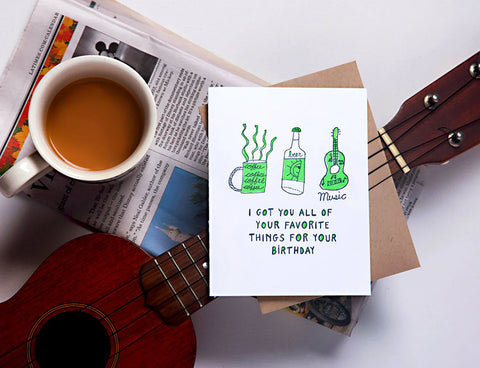 Favorite Things Letterpress Birthday Card - Richie Designs