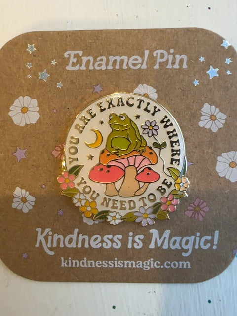 Enamel Pin- Exactly where you need to be, 1" x 1", Multi