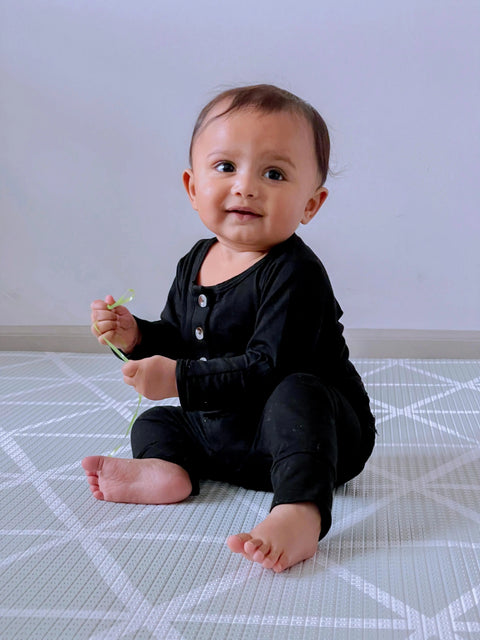 Top and Bottom Outfit and Hat Set, Newborn Clothes, Baby Boy Outfit Sets - Black - Stroller Society
