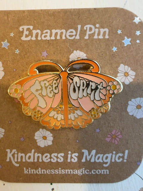 Enamel PIn- Free spirit butterfly, 1.5 X 1", Multi