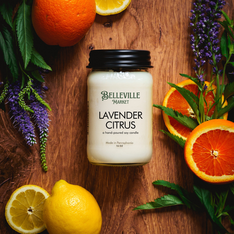 Lavender Citrus Belleville Market Signature Candle