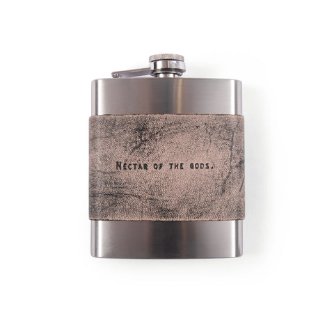 Nectar of the gods Leather Quote Flask