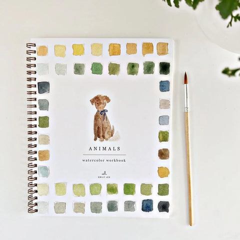 Animal Watercolor workbook, 7"x9", multi