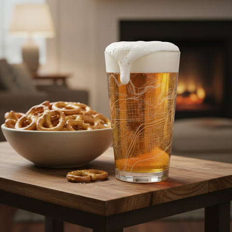 Easton Map Etched Pint Glass
