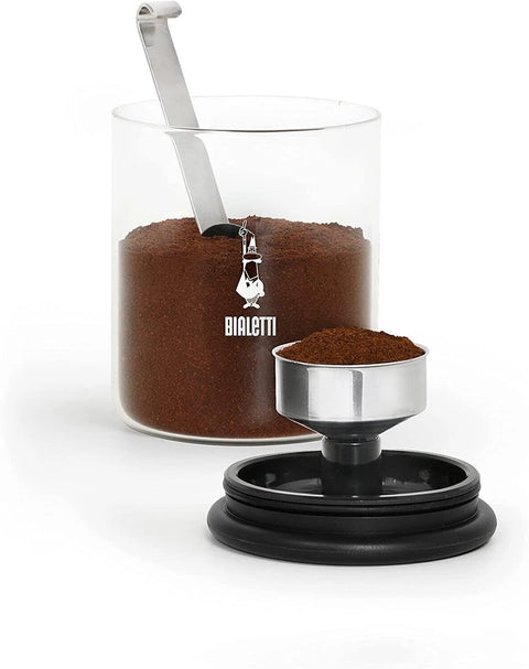 Bialetti Brattalo Glass Coffee Storage Jar with Moka Top