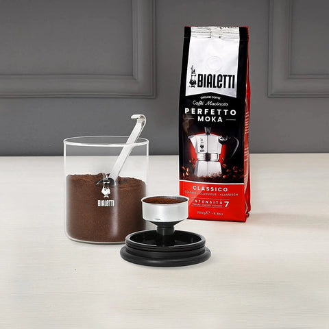 Bialetti Brattalo Glass Coffee Storage Jar with Moka Top