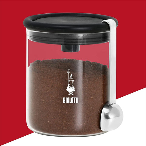 Bialetti Brattalo Glass Coffee Storage Jar with Moka Top