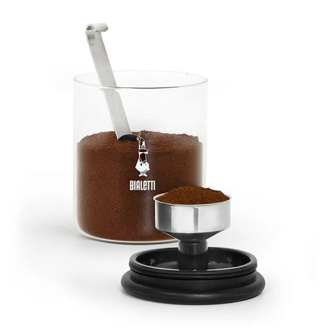 Bialetti Brattalo Glass Coffee Storage Jar with Moka Top