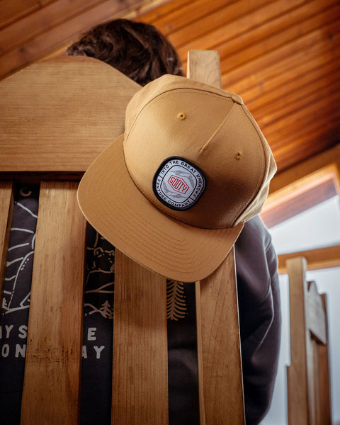 Biscuit Destination Unknown Patch Pinch Front Hat - Sooty Venture Co.