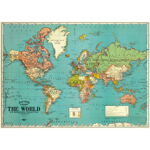 Cavallini World Map 4 Poster